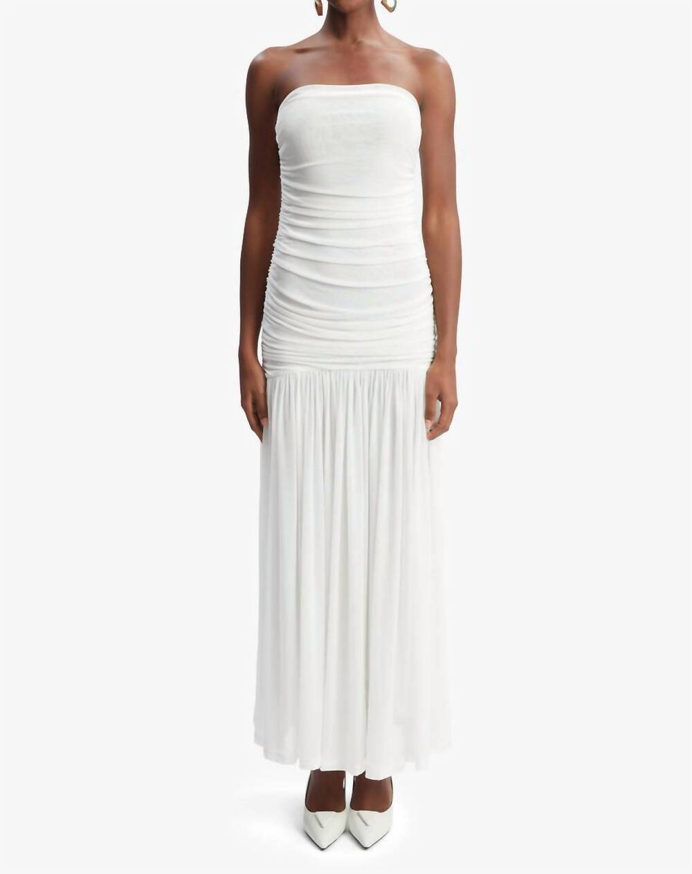 NEW BARDOT selena mesh maxi dress in orchid white